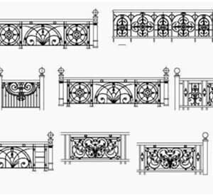 Thư viện lan can sắt uốn file cad