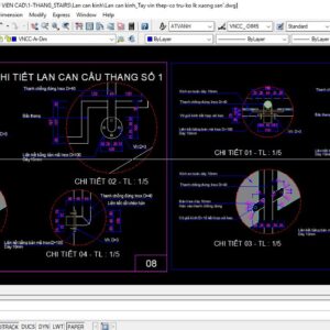 Thư viện lan can kính cường lực cad