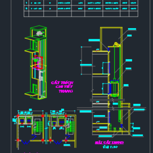 Thư viện cad mặt cắt đứng thang máy