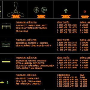 Thư viện đèn huỳnh quang cad