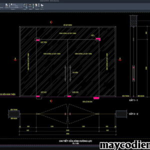 Tường kính mặt đứng thư viện cad